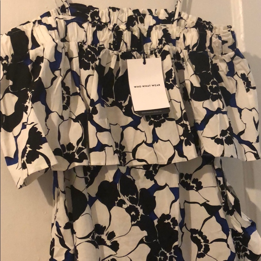 Who What Wear Floral off the shoulder dress